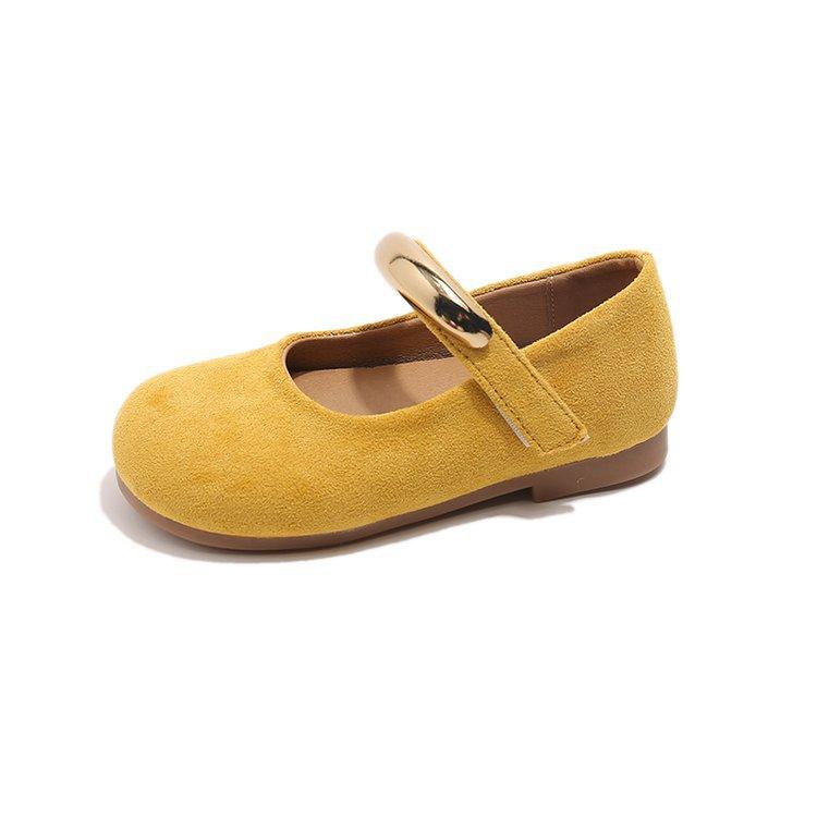 Korean Version of Girls' Shoes Suede Girls' Mary Jane Round Head Single Shoes Soft Sole Solid Color Simple Children's Leather Shoes Baby Shoes