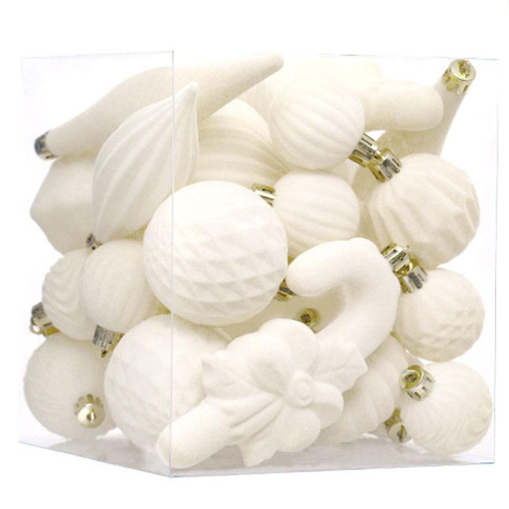 1 Set Christmas Decorations Flocked Christmas Ball Set Christmas Tree Pendants Home Christmas Decoration