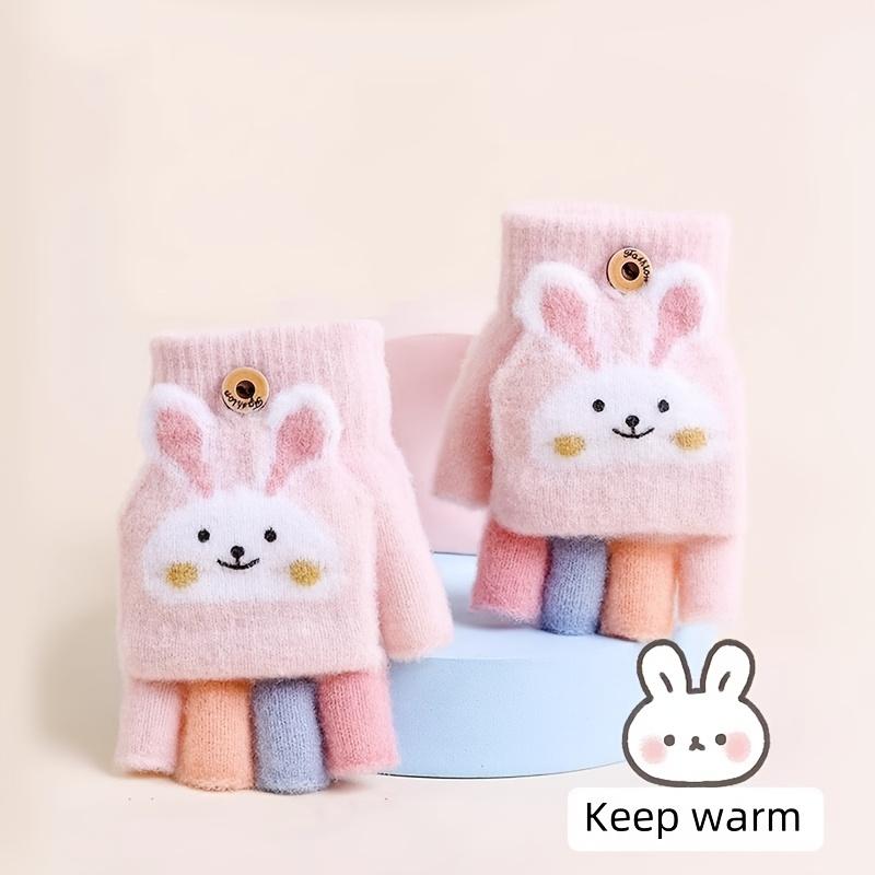 Mädchen Winter Warme Handschuhe mit Niedlichen Hasenohren, Weich und, Wendbares Design, Perfekt zum Schreiben, Spielen, Schule, Weihnachtsgeschenk