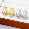 Minimalist Waterdrop Earrings Women Sterling Post With Real Gold Plating Matte Brushed Finish Lightweight Elegant