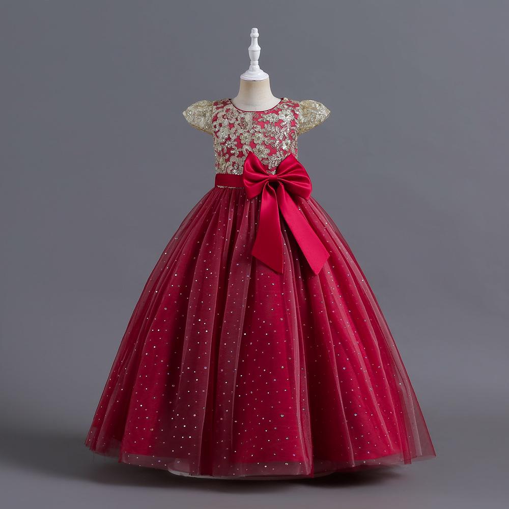 Girls' Sleeveless Sequin Flower Girl & Party Dress - Floor-Length Princess Gown