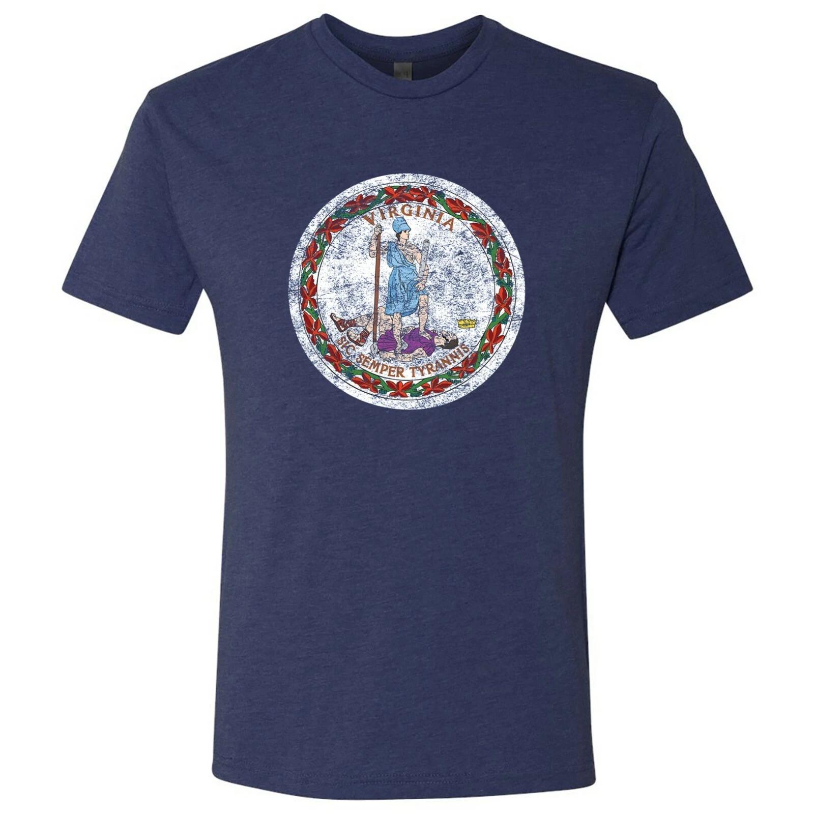 Virginia Flag State Pride Triblend Mens T-Shirt - Vintage Navy S