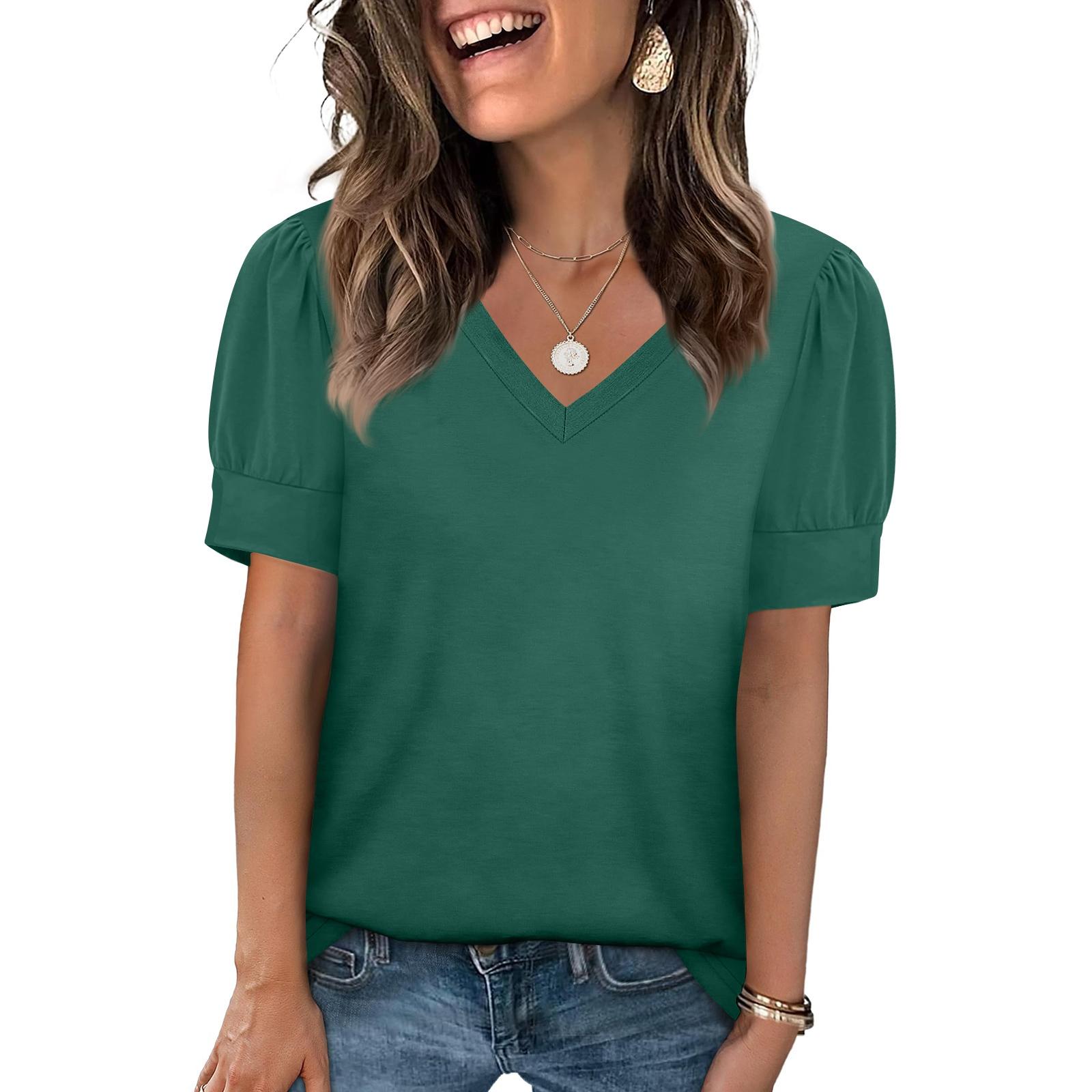 

Женская модная повседневная рубашка с V-образным вырезом, коротким рукавом, разноцветная, женские топы XXL