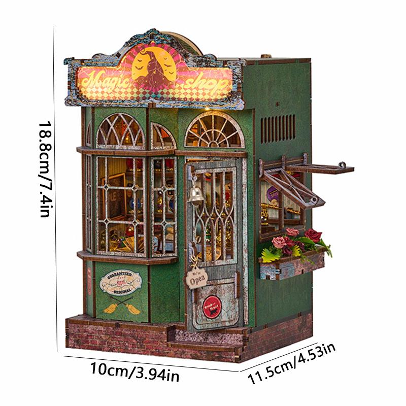DIY Book Nook Kit 3D Wooden Bookshelf Set Handmade Doll House Bookshelf Insert Retro Booknook Decor Dollhouse For Christmas Gift