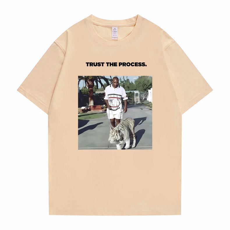 Mike Tyson Trust The Process Tiger Graphic Print T-shirt Men Hip Hop Vintage T Shirt Male Fitness Short Sleeve Oversized Tshirt