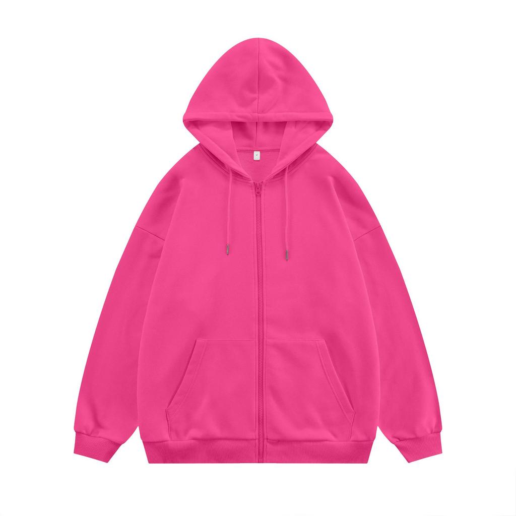 High-quality Light Board Hanchao Autumn Sweater Men's and Women's Zipper Cardigan Polyester Solid-color Hooded Sweater