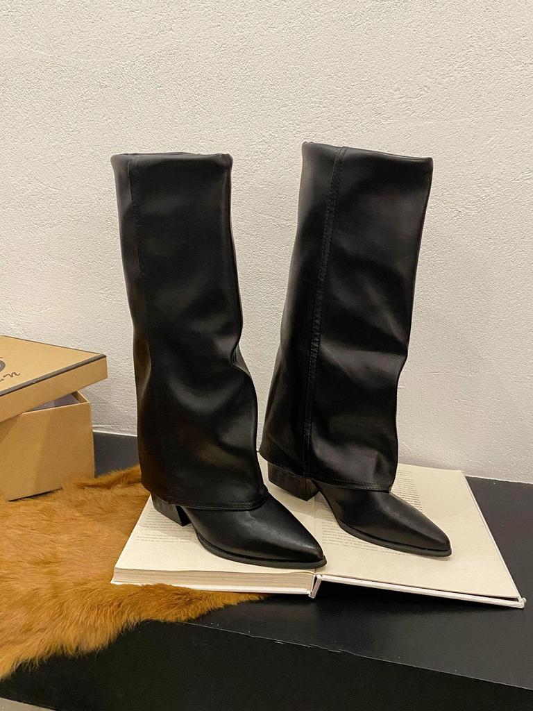 Autumn and Winter New Boots, Long Boots, Trouser Boots, Women's Pointed Head Style, European and American Temperament 2025 Long Tube, Thin But Knigh
