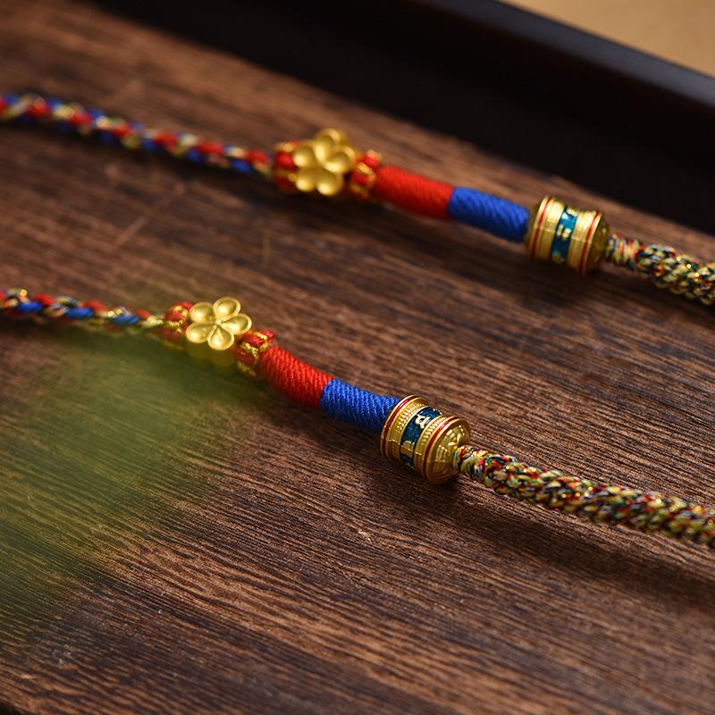 Tibetan Handmade Adjustable Pendant Lanyard with Dzi Bead Amulet and Braided Rope Necklace