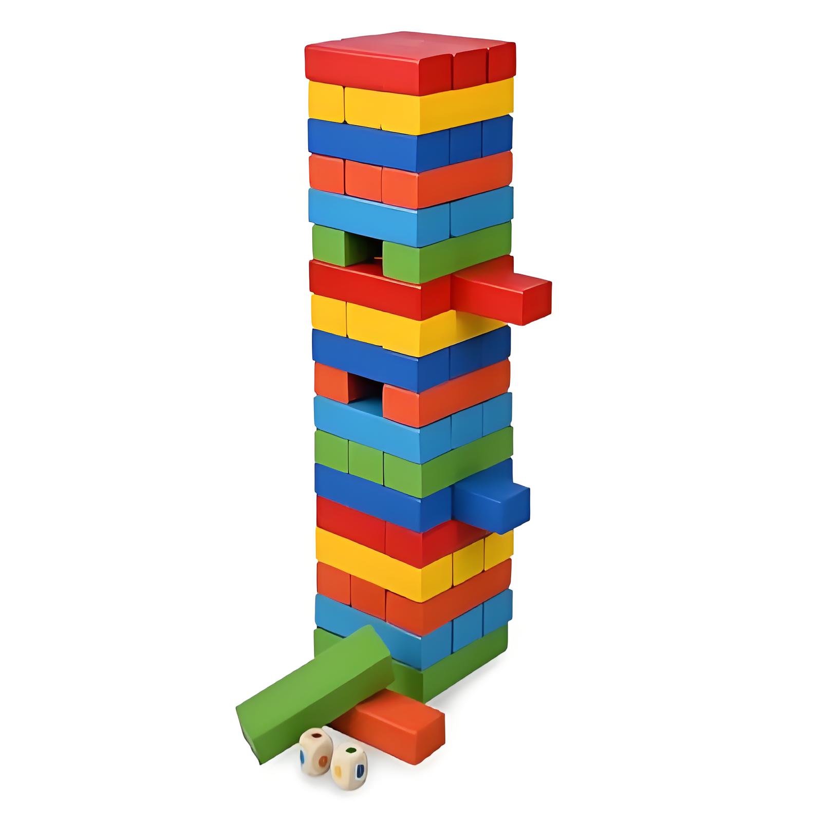 54-Piece Wooden Stacking Game, Colorful Balancing Blocks Tower for Family Game Night - Educational STEM Toy for Kids & Adults