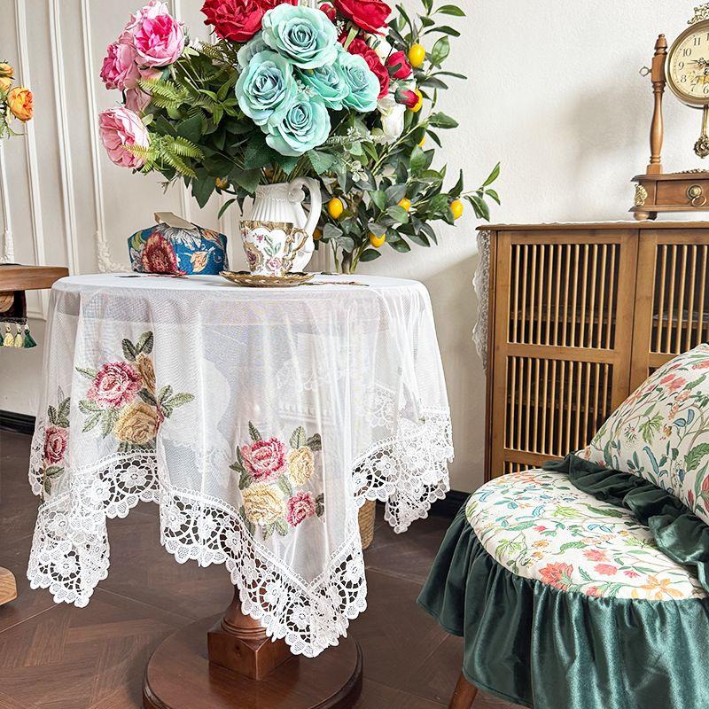 

Французская романтическая кружевная скатерть, квадратное тканевое покрывало, полотенце, чехол для телевизора, квадратная скатерть, круглая скатерть 85 * 85cm