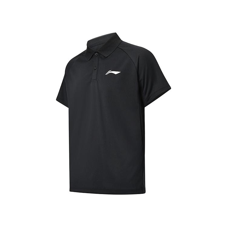Li Ning Badminton Series Breathable Comfortable Casual Lightweight Short Sleeve Polo Shirt Unisex tops Black APLU961-1