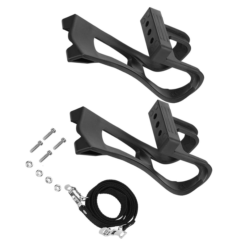 Plastic Black Adjustable Bike Pedals Straps Anti slip Toe Clip Belt Bicycle Accessory