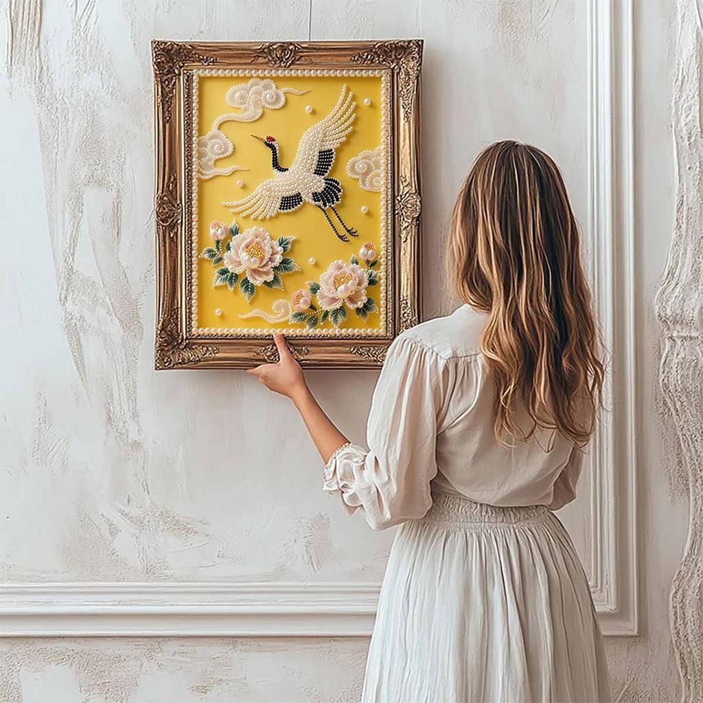 DIY Swan Pearl Art Painting for Home Wall Decor Pearl Gem Paintings Picture Arts Craft  for Adults/Beginners Gift Idea Home Decor Without Frame