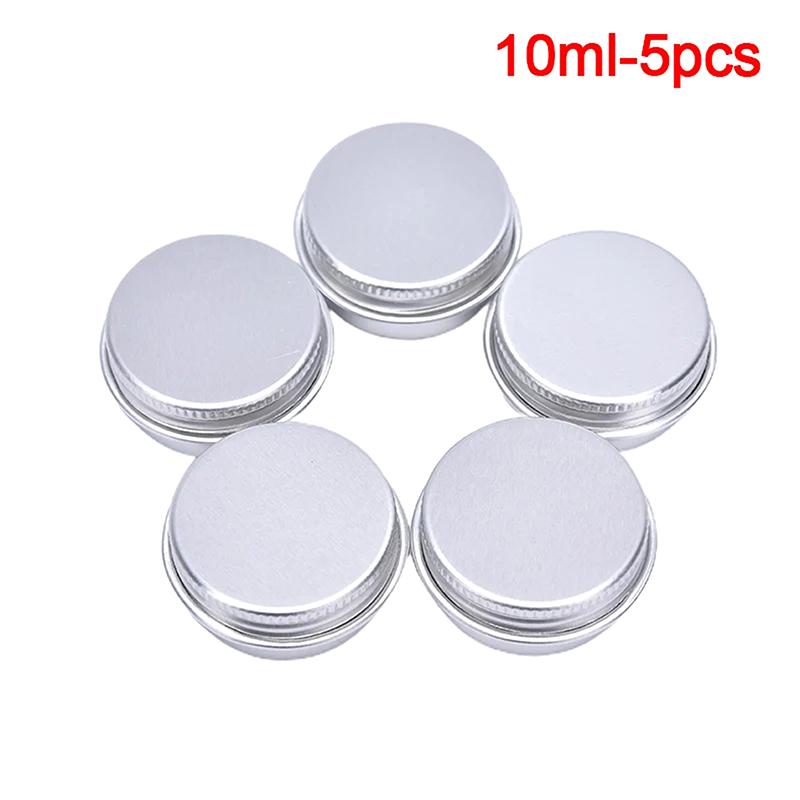 5 Pcs Aluminum Mini Round Tin Metal Container Bottles Storage Jar Screw Lids Box Cosmetic Travel Packaging Can Circular Box