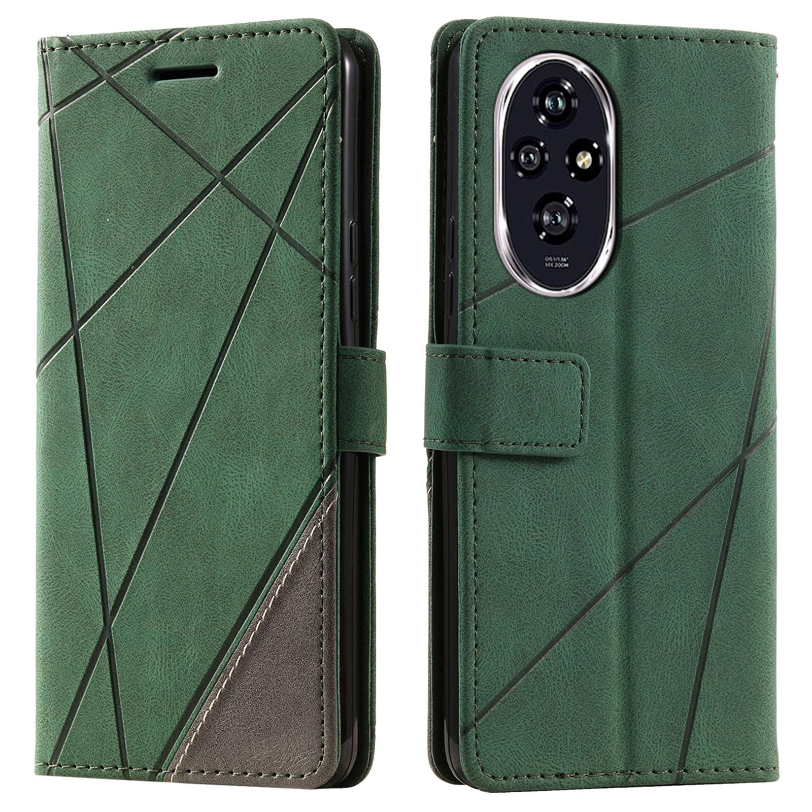 

For Honor 200 Pro 5G Case Imprinted Lines PU Leather Splicing Wallet Phone Cover D