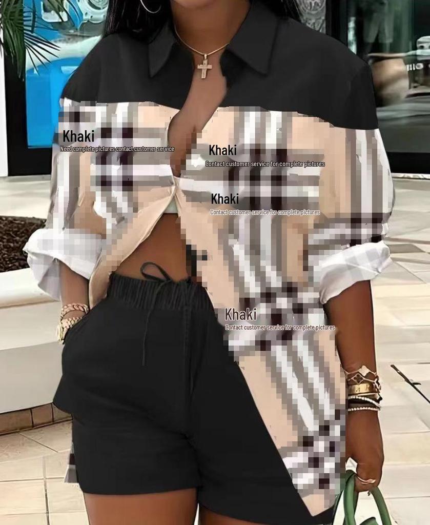 Women's Fashion Print Two-Piece Set: Elegant European & American Style