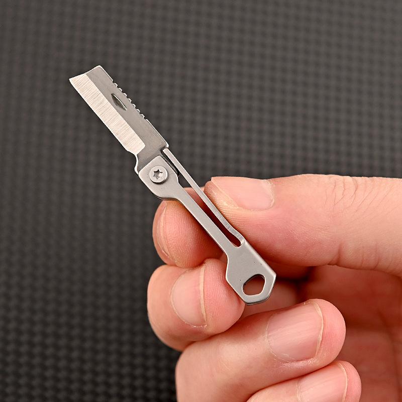 Edelstahl Splitter Auspacken Mini Handgepäck Taschenklappmesser Outdoor Camping Utility EDC Tragbares scharfes Schlüsselanhänger-Werkzeug