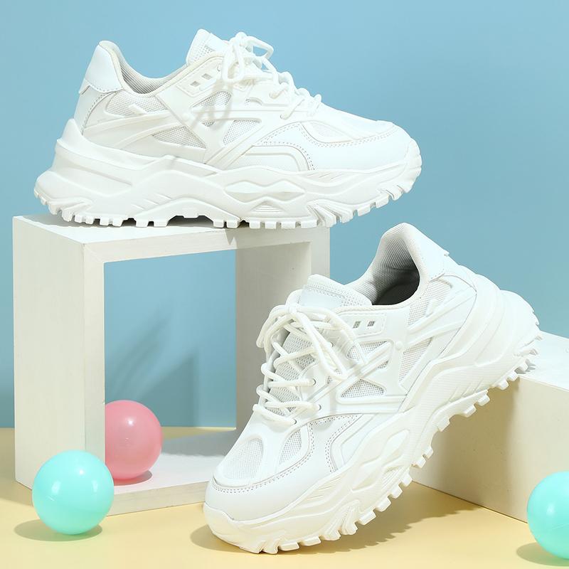 

Неуклюжие кроссовки, трендовые туфли на платформе, холодная липкая обувь, дышащая повседневная спортивная обувь с сетчатой ​​поверхностью, модная пара, любая модная обувь 35 белый