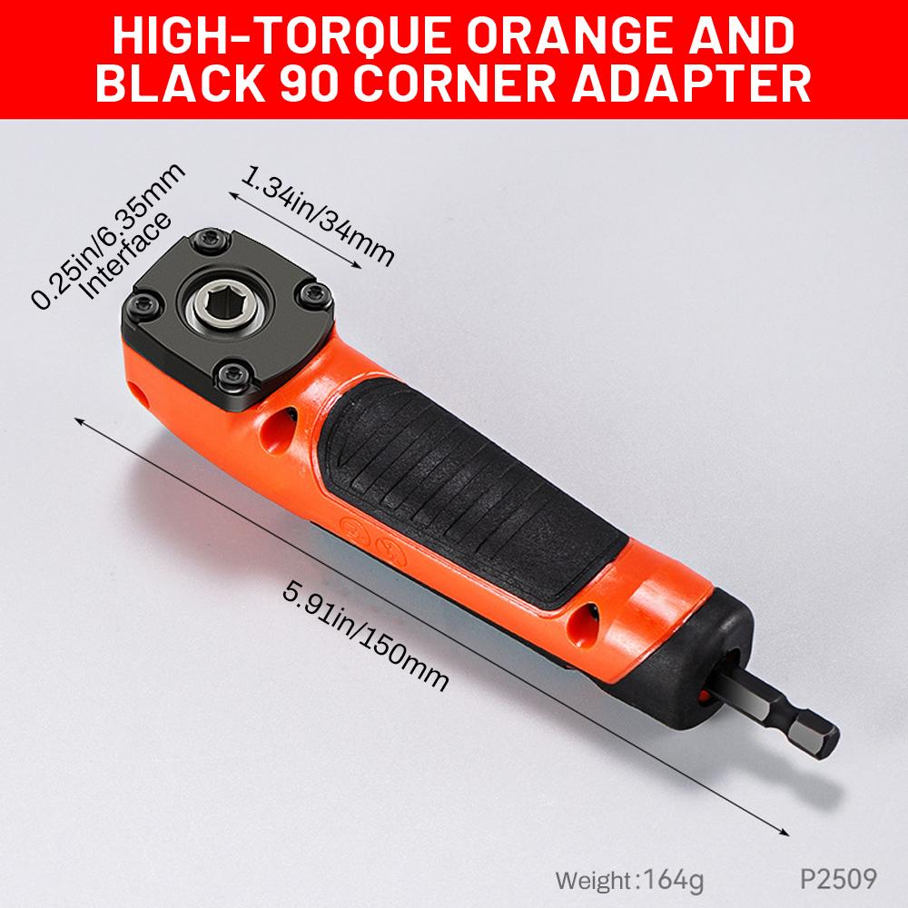 90 Degree Extension Driver Right Angle Attachment 1/4" Reversing Corner Changer Ratchet Screwdriver Adjustable Power Driver Tool