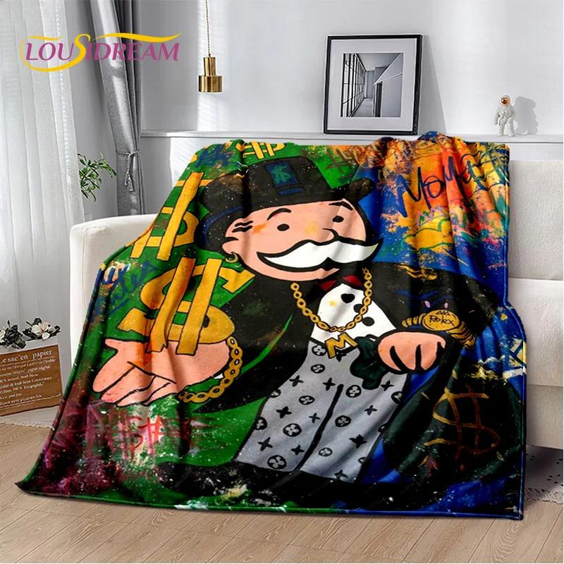 Games Dollar Monopoly Cartoon Money Soft Blankets,Keep Warm Throw Blanket Comfortable Blanket for Picnic Beds Sofa Home Bedroom