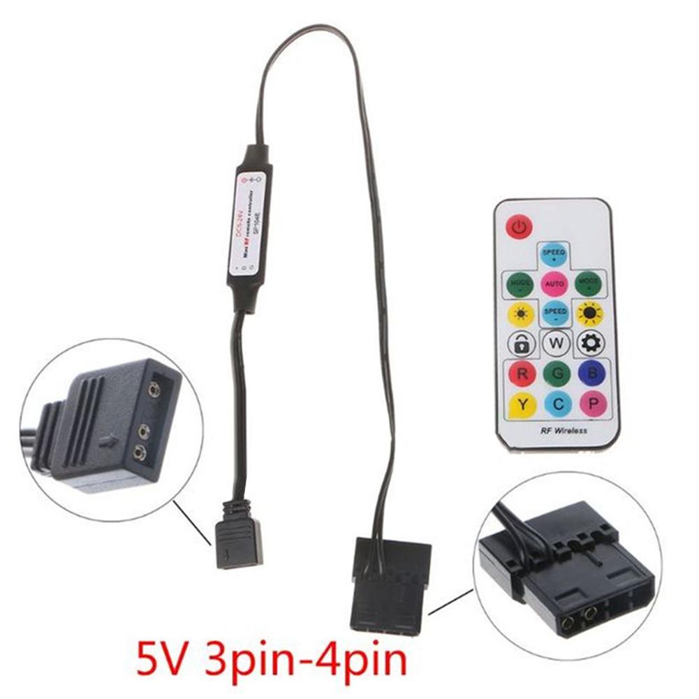 

5V Wireless Controller Battery Powered 2.4G RGB LED Strip Remote Controller 17 Keys Accessories 3 Pin To SATA 4Pin for PC Case