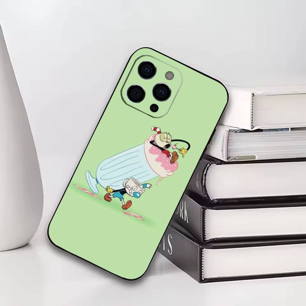 Cuphead Phone Case For iPhone17,16,15,14,13,12,11 Plus,Pro Soft Silicone Black Cover