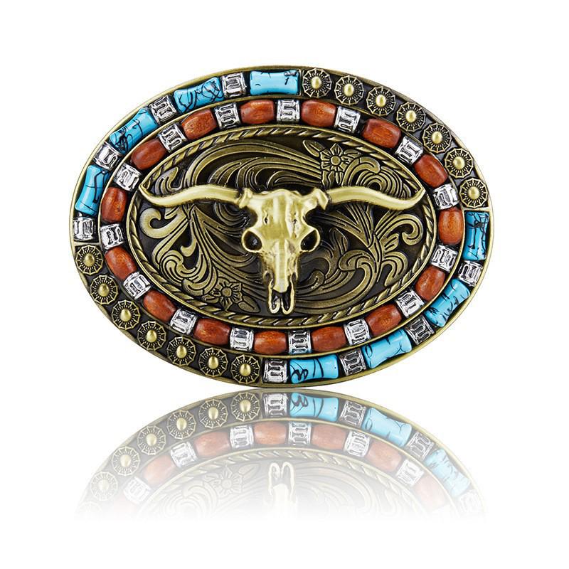 Men's Western Retro Cowboy Belt with Large Buckle - Trendy Street Style Waistband