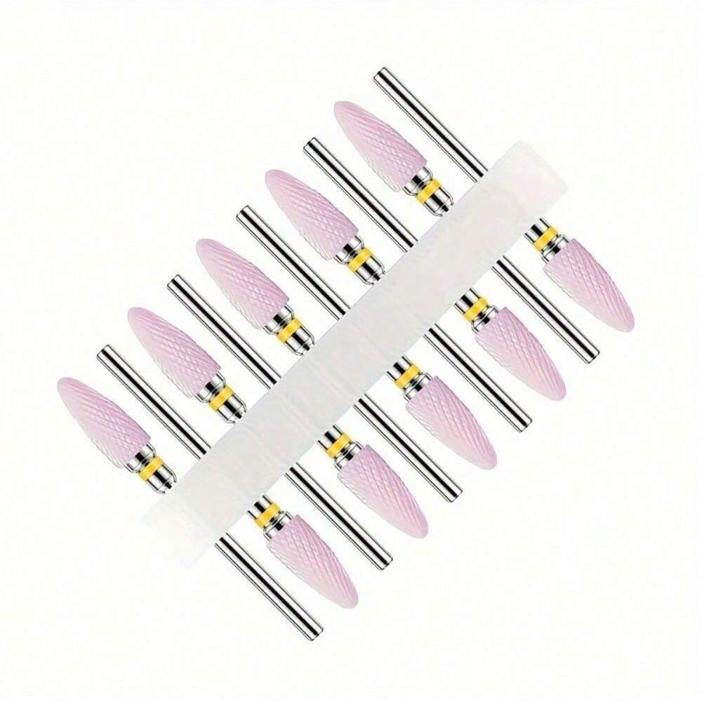 10pc/Set Ceramic Milling Cutter Nail Drill Bits Burr Gel Polish Remove Tools Cuticle Electric Manicure Files Kit Accessories