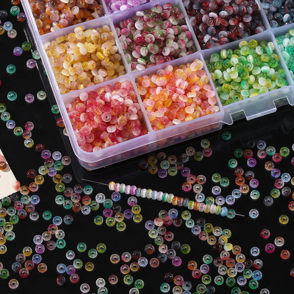 About 2 * 4mm Glass Two-color Cat's Eye Beads, DIY Bracelet Beaded Jewelry Accessories