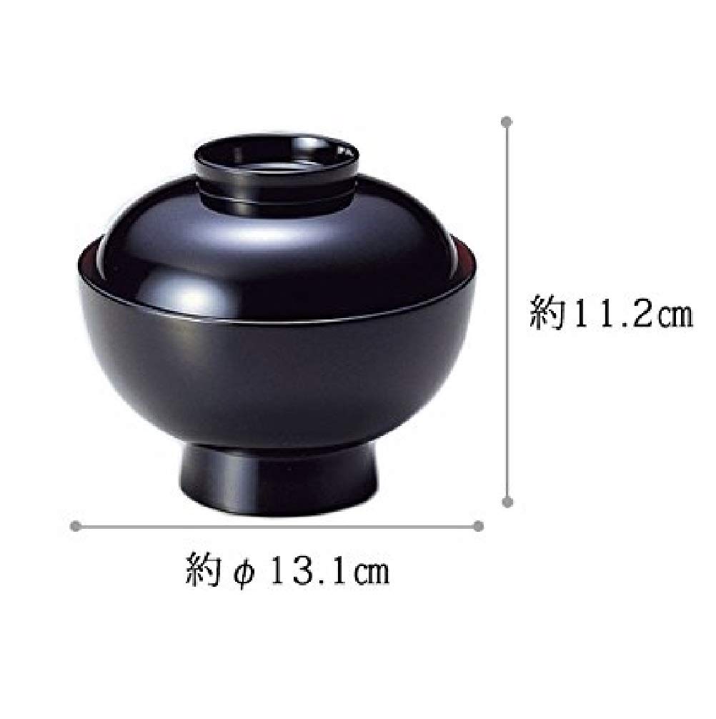 Echizen Lacquerware Zoni Bowl Dish Black with Red 1 piece 803702 (Simmered Bowl), Interior, (Wood-based resin, lacquered)