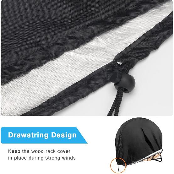 Firewood Log Hoop Cover, Coolrunner 40 Inch Round Fire Wood Rack Cover Outdoor Waterproof Resistant Log Rack Cover Round Log Holder cover Fit for 30"