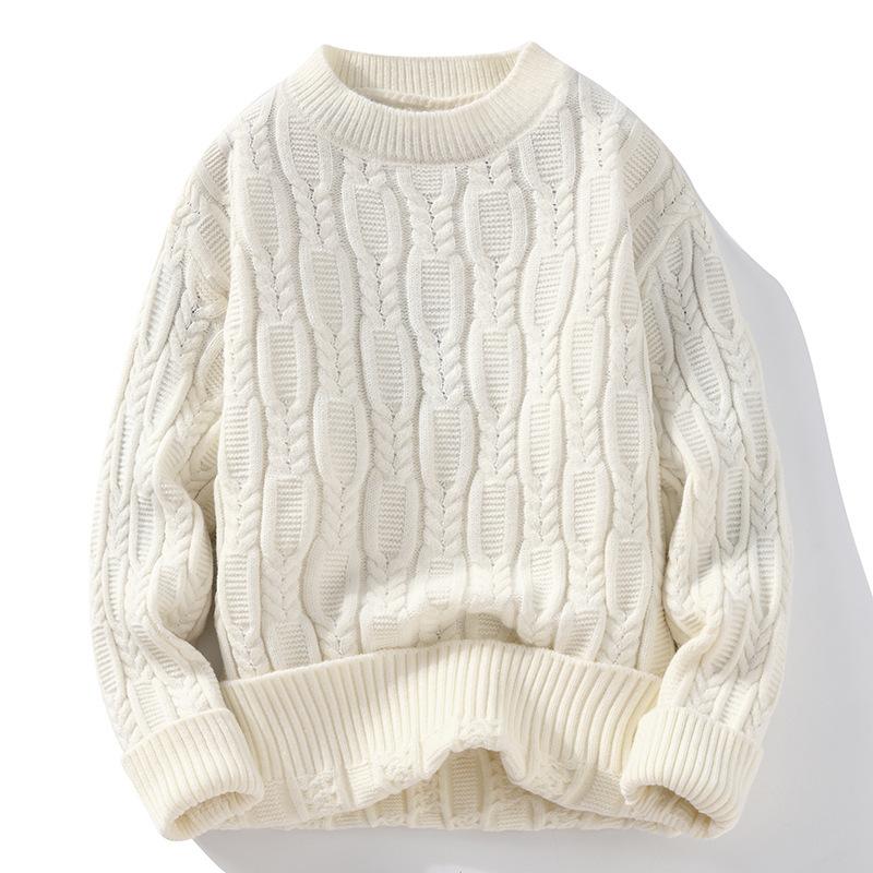 

Hot Sale, Men s Fashion Personality Knitted Crew Neck Sweater Casual Pullover Warm Knitted Sweater M