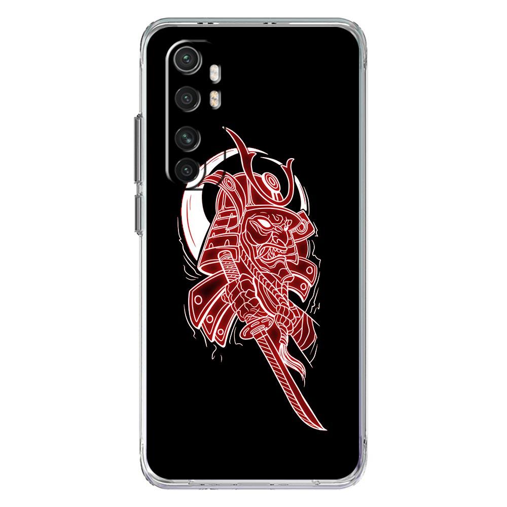 Samurai Oni Mask neon etui na telefon do Xiaomi Mi 12T 10 12 Lite 11 Ultra 11X 11T Pro 11i Poco X4 X3 NFC F3 M3 M4 5G Przezroczysta obudowa