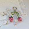 New Pearl Bowknot Strawberry Bow Keychain DIY Jewelry Style Pearl Bow Bag Accessories Mobile Phone Pendant Mobile Phone Chain