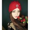 Autumn and Winter Simple and Versatile Knitted Headgear, Rhinestone Forehead Gem, High-end Hat, Warm and Thin Retro Women's Wool Hat