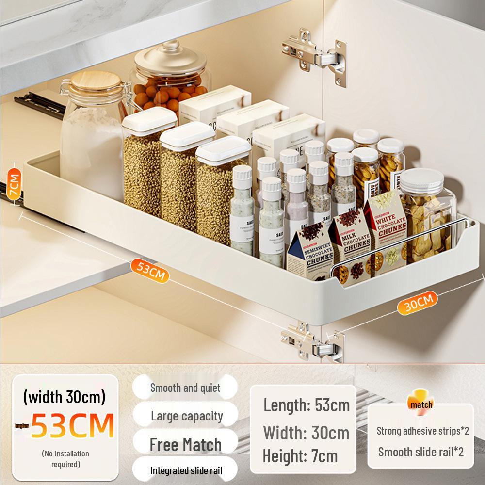No-Install Spice Rack & Drawer Basket for Under-Sink Kitchen Storage