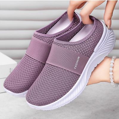 Sandales, chaussures en maille tissée, pantoufles à un pied, légères, demi-support, chaussures respirantes