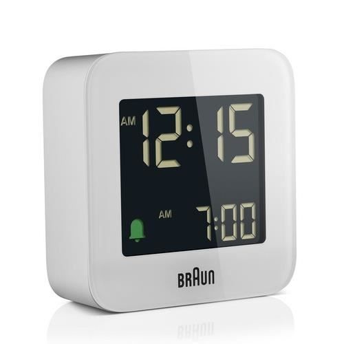 Réveil numérique - braun - bc 08 w-dcf - carré - blanc - fonction snooze