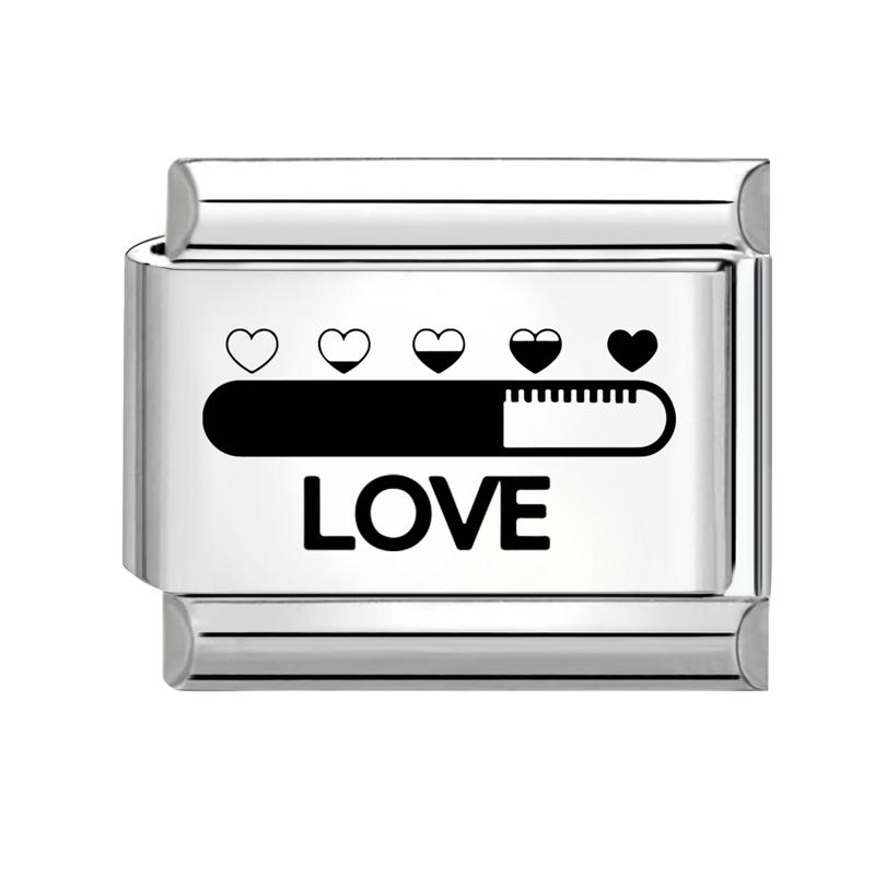 Cute Laser Engraving DIY Italian Charm Bracelet Butterfly Cat Heart Fish Music Beads 9MM Stainless Steel Personalized Jewelry