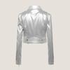 Handmade Casual Soft Motorcycle Biker Lambskin Stylish Women's Leather Jacket Silver