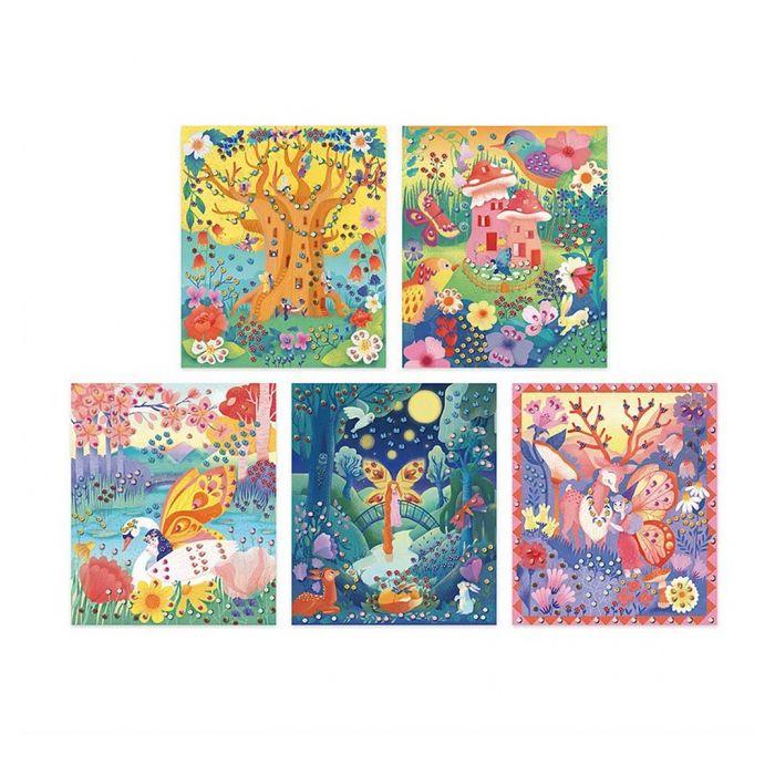 Coffret mini-canes à coller jardin secret - les ateliers du calme - 5 tableaux - kit loisir créatif enfant - dès 7 ans
