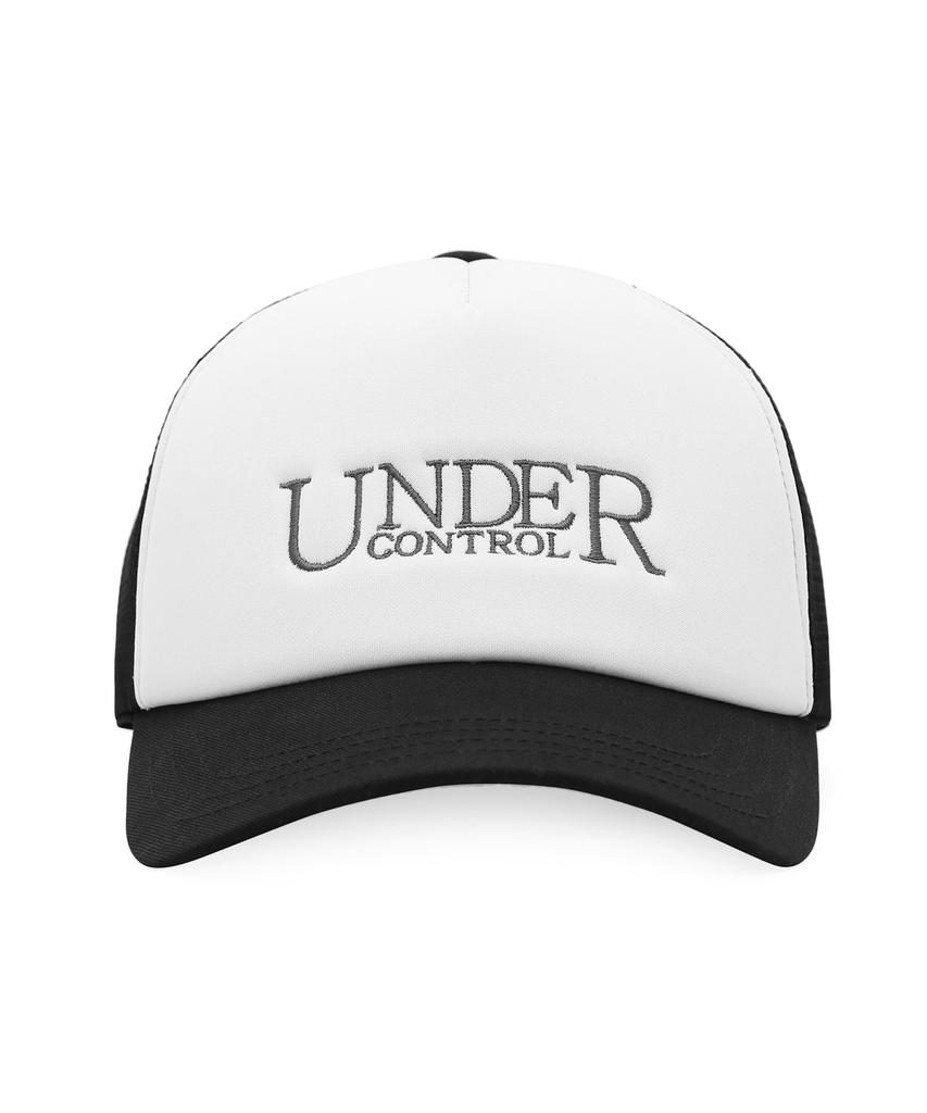Eondeokeonteulol Summer Mesh Sunblock Logo Color Block Ball Cap Unisex Baseball Cap Signature / Mesh Trucker Black