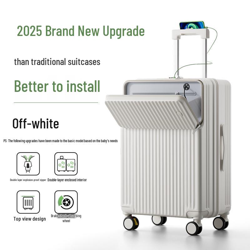 2025 Durable 26-Inch Front-Opening Travel Suitcase with Combination Lock for Men and Women