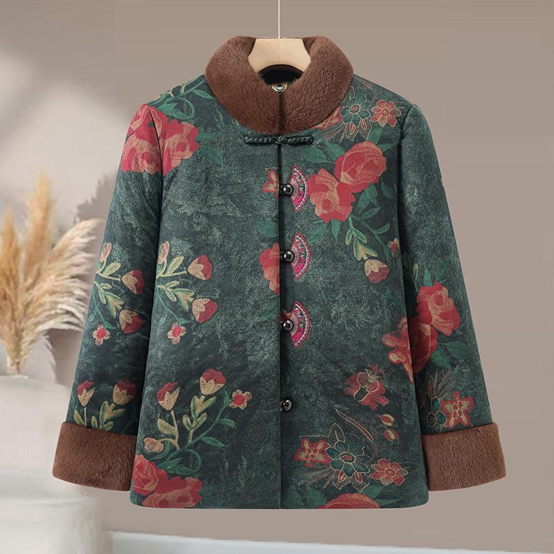 

Stylish Fleece-Lined Cotton Jacket for Middle-aged and Elderly Women 5XL