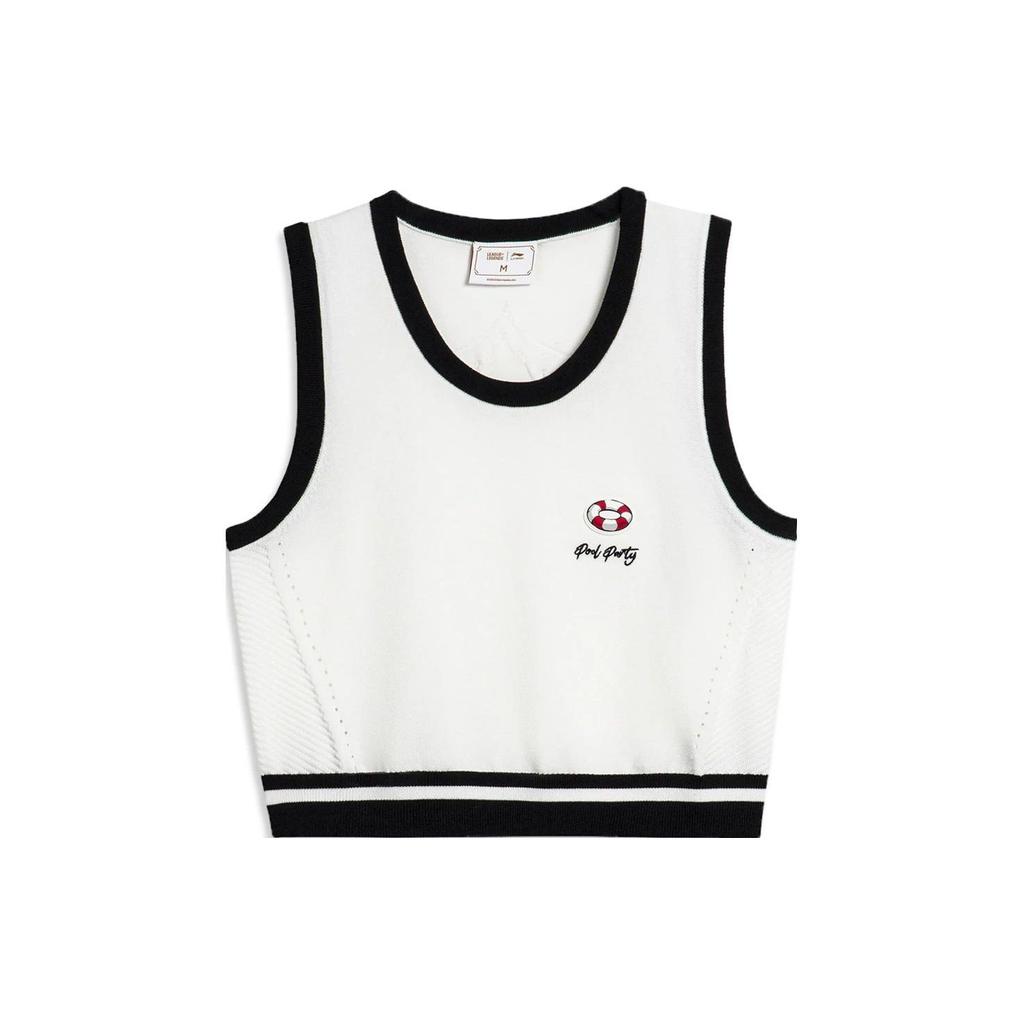 Li Ning X League Of Legends Collaboration Pool Party Series Color Blocked Knitted Tank Top Women Tops Off-White AMVT024-1
