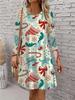 New Year Party Women Dress Christmas Robe Casual Long Sleeve O-Neck Loose A-Line Dress