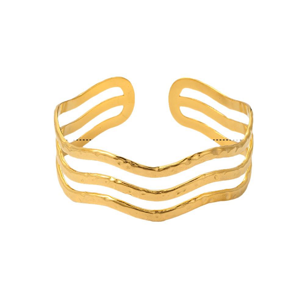 Elegante Bracciale Stratificato in Acciaio Titanio Dorato Stile Europeo-Americano per Donna