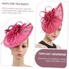 BESPORTBLE Bridal Tops Hat Fascinator with Mesh Veil Rose Red Women’s Wedding Tea Party Headpiece Special Occasion Accessory