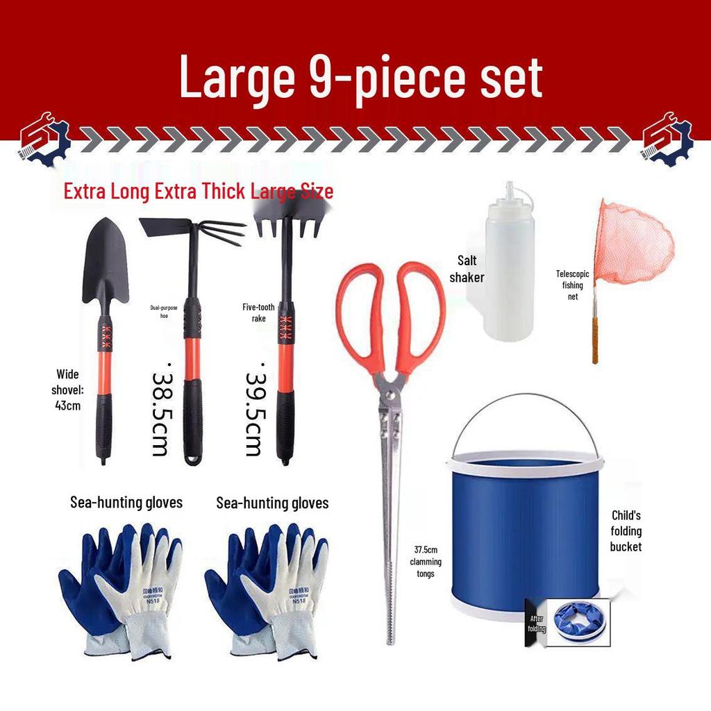 Tide-Chasing Children's Beach Tool Set: Thickened Sand-Digging Clam and Crab Clips, Rake, Shovel.
