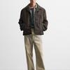 ZARA Leather Jacket Men's Brown 05854653-35
